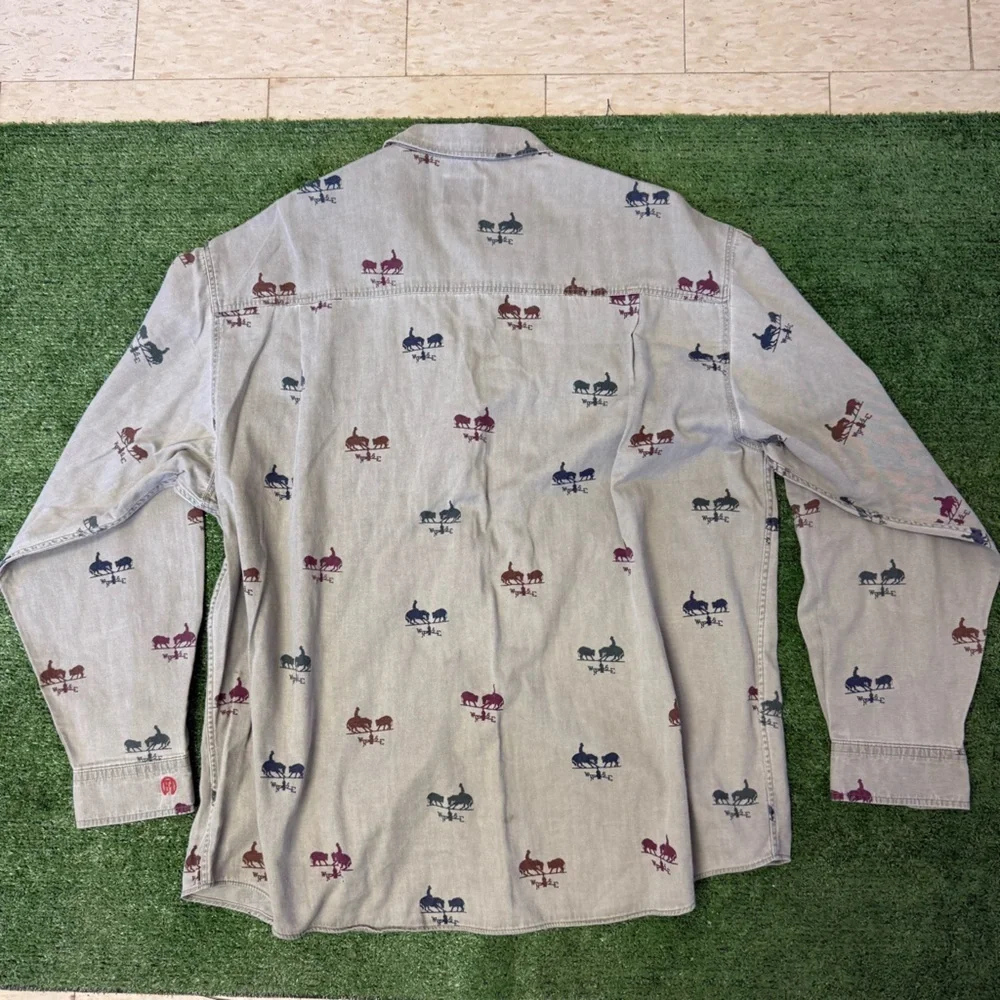 Vintage barnfly Button-Up Shirt with cowboy and Horse Print, size Large - Picture 2 of 6